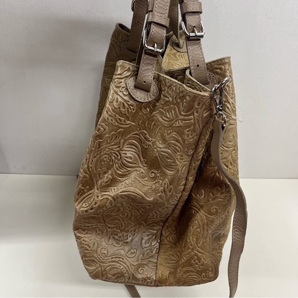 ISADORA XL Hand Tooled Leather Tote/Travel Bag in Cappuccino NWOT - Picture 3 of 9